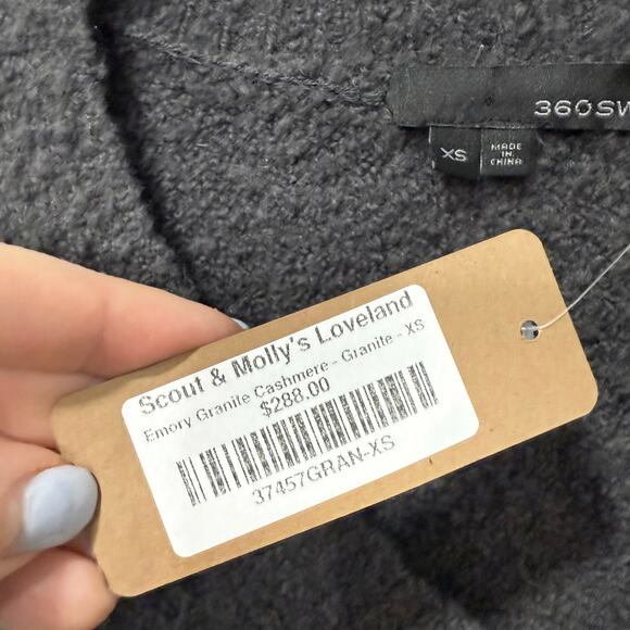 360 Sweater NWT Emory VNeck Wool Alpaca Blend Sweater Granite Gray Sz XS Soft - Picture 8 of 14